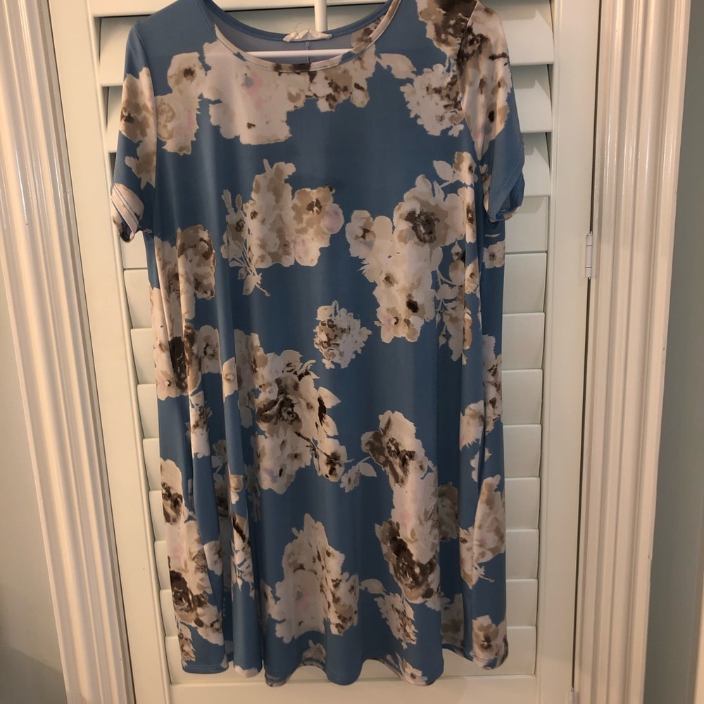 Light blue floral knee length dress